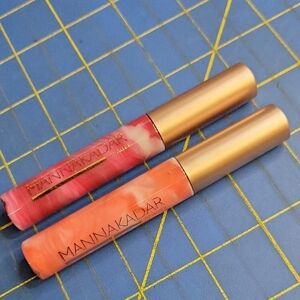MannaKadar Pink and Orange Lip Gloss Set Sleek Design New Set of 2